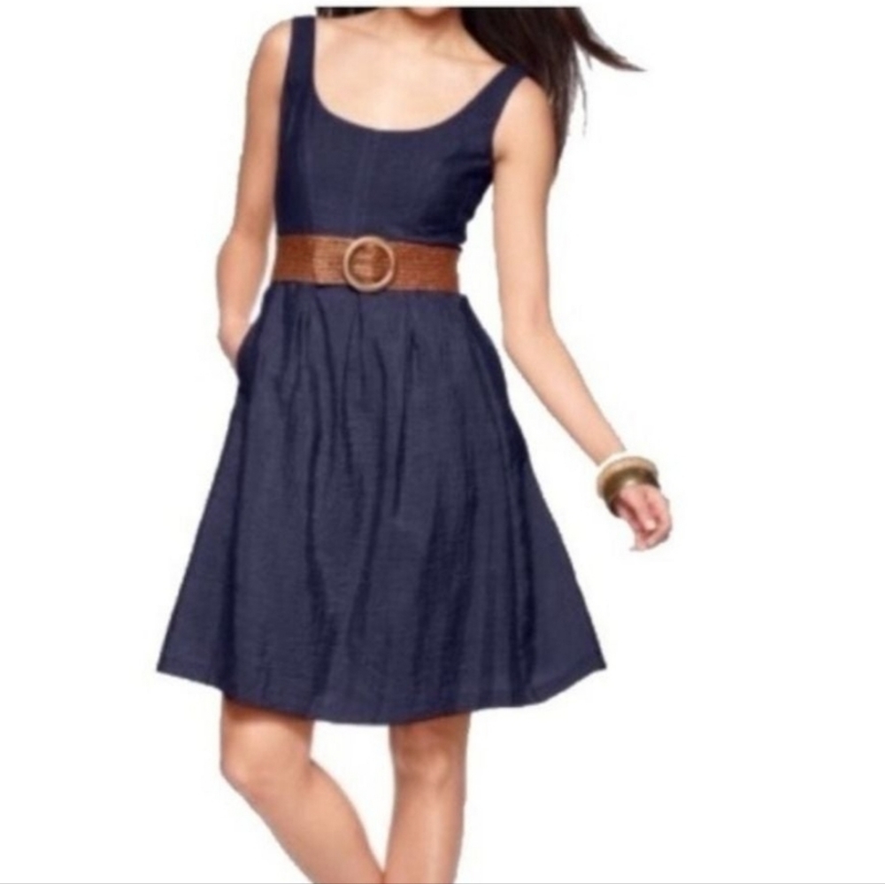 Nine West Navy Dress with Belt and Pockets 8P